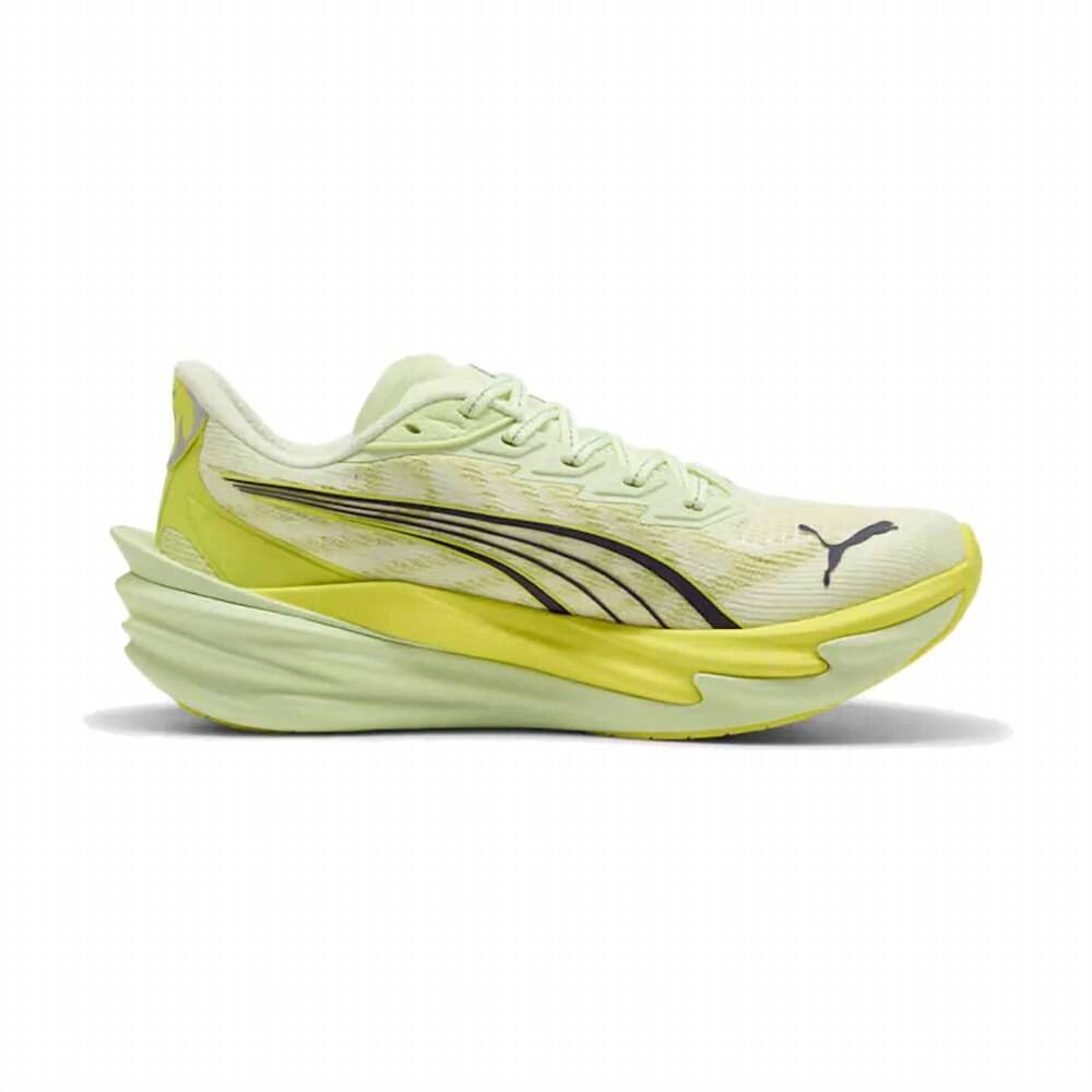 NEW PUMA women's deviate nitro 4 running shoes in apple spritz-lux lime